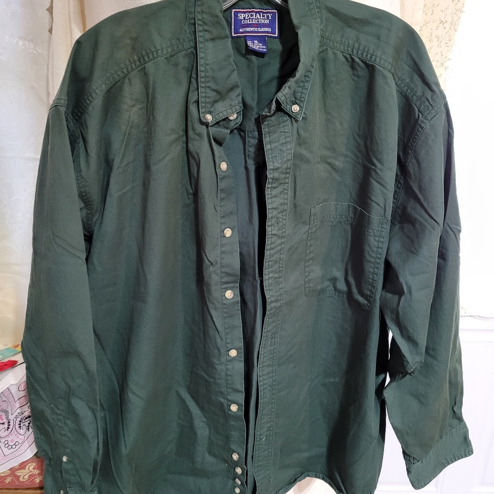 (875) Specialty Collection,Mens, XL, Button up Shirt, Green